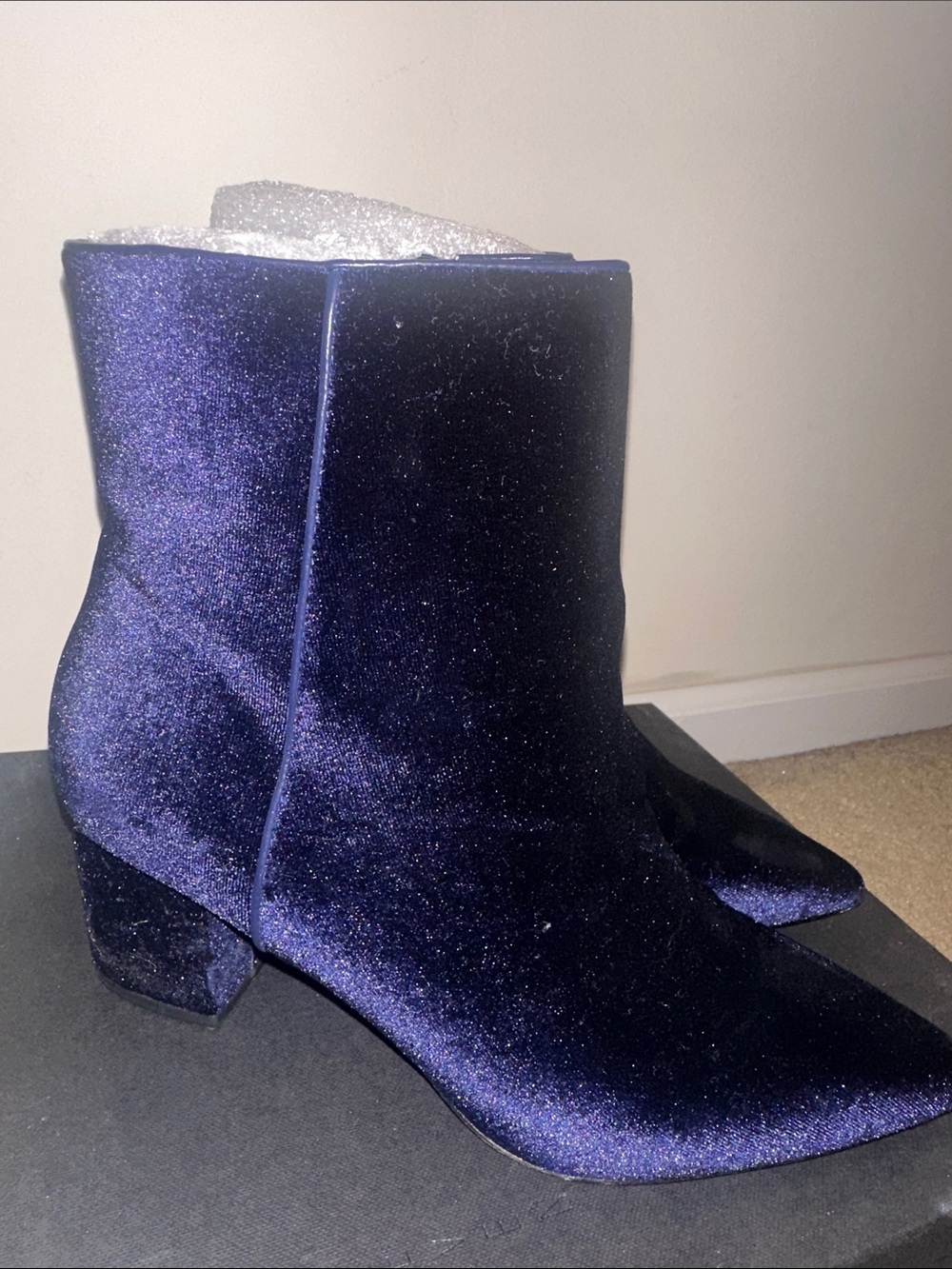 Steven By Steve Madden Women's Deep Blue Velvet Ankle Boots